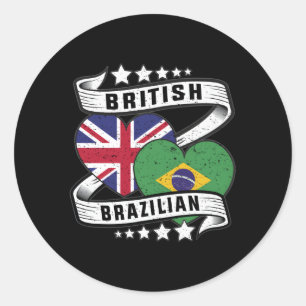 Britische Flagge Brasilianisch Halbbritisch Halbbr Runder Aufkleber
