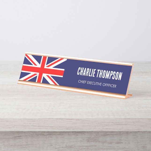 Britische Flagge, Büro des Vereinigten Königreichs Schreibtischnamensplakette (Vorderseite )