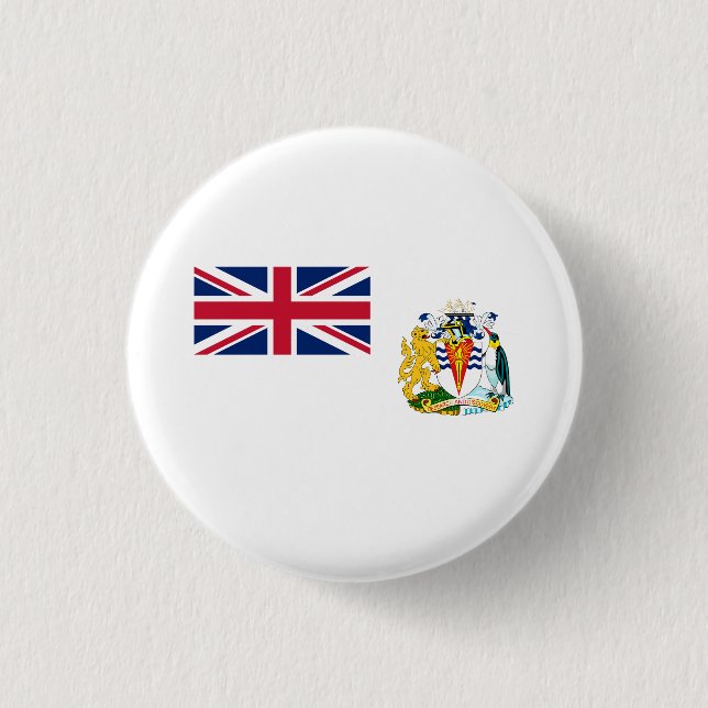 Britische Flagge für das Antarktis-Gebiet Button (Vorderseite)