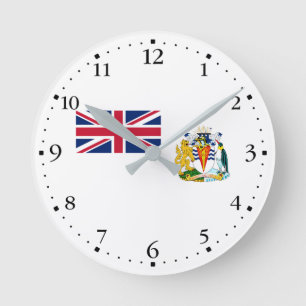 Britische Flagge für das Antarktis-Gebiet Runde Wanduhr