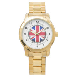 Britische Flagge für Frauen - Oversized Gold Brace Armbanduhr