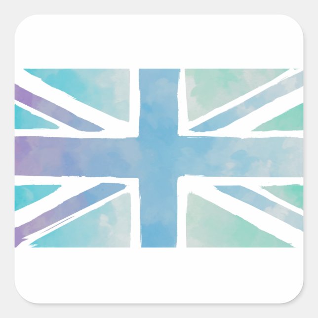 Britische Flagge für niedliches Wasser Quadratischer Aufkleber (Vorderseite)
