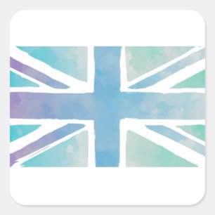 Britische Flagge für niedliches Wasser Quadratischer Aufkleber
