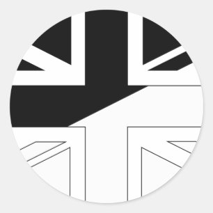 Britische Flagge für Schwarz und Weiße Union Runder Aufkleber