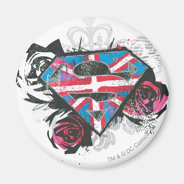 Britische Flagge für Supergirl und Rose Magnet (Vorne)