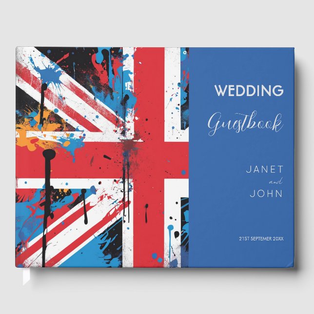 Britische Flagge Graffiti Wedding Gästebuch (Vorderseite)