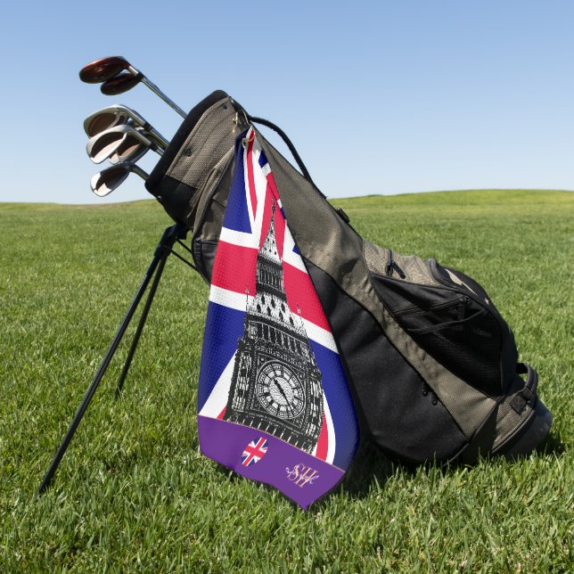 Britische Flagge & Großbritannien mit Monogramm /g Golfhandtuch (Gras)