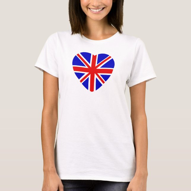 Britische Flagge in Herzform. T-Shirt (Vorderseite)