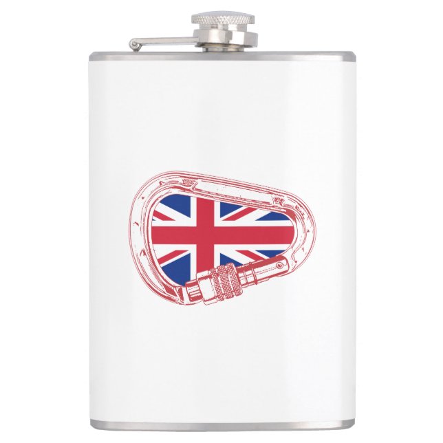 Britische Flagge Kletterer Carabiner Flachmann (Vorderseite)