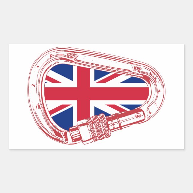 Britische Flagge Kletterer Carabiner Rechteckiger Aufkleber (Vorderseite)