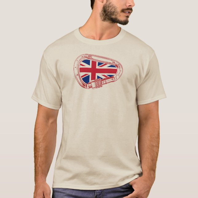 Britische Flagge Kletterer Carabiner T-Shirt (Vorderseite)