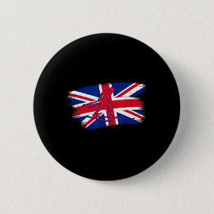 Britische Flagge Langlauf Wintersportbiathlo Button