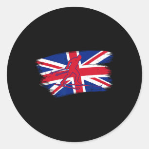 Britische Flagge Langlauf Wintersportbiathlo Runder Aufkleber