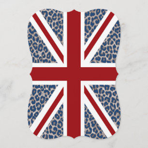 Britische Flagge mit blauem Cheetah-Druck Einladung