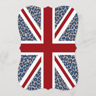 Britische Flagge mit blauem Cheetah-Druck Einladung
