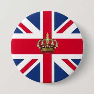 Britische Flagge mit Royal Crown Button