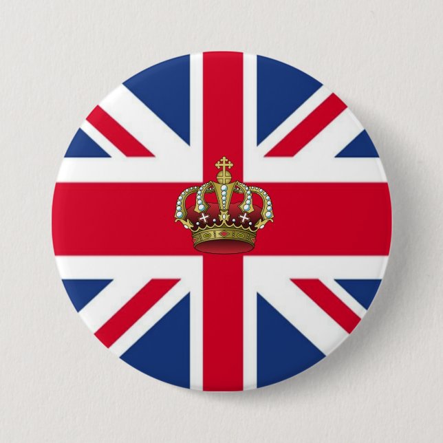 Britische Flagge mit Royal Crown Button (Vorderseite)