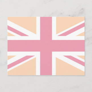Britische Flagge mit weißer Rosa Postkarte