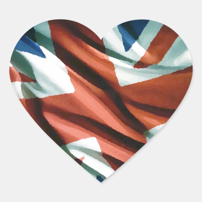 Britische Flagge Pop Art Herz-Aufkleber (Vorderseite)