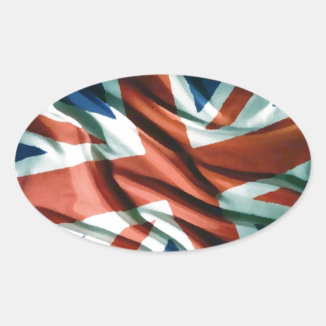 Britische Flagge Pop Art Ovaler Aufkleber (Vorderseite)