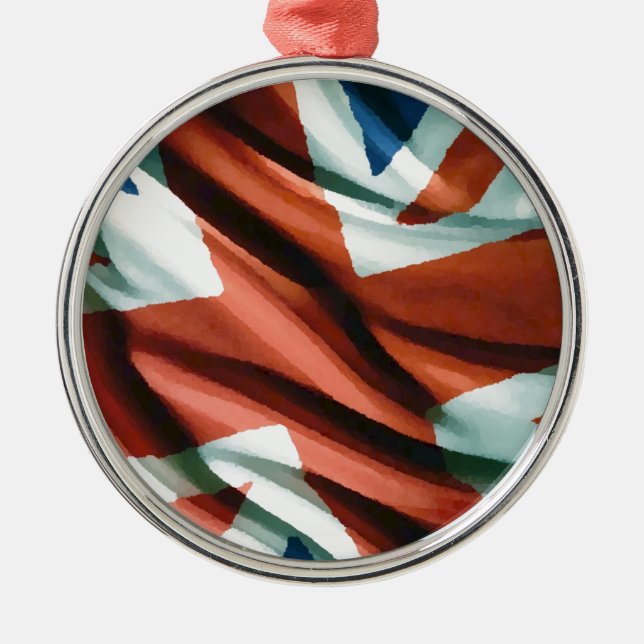 Britische Flagge Pop Art Silbernes Ornament (Vorne)