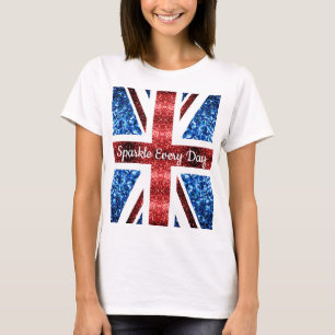 Britische Flagge Rot blaue Glitzer Sparkle jeden T T-Shirt