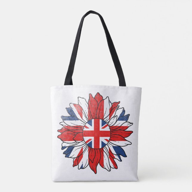 Britische Flagge Sonnenblume Distressed Design Dam (Rückseite)