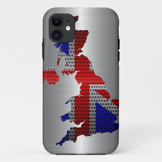 Britische Flagge und Karte Stahlloch Case-Mate iPhone Hülle (Rückseite)