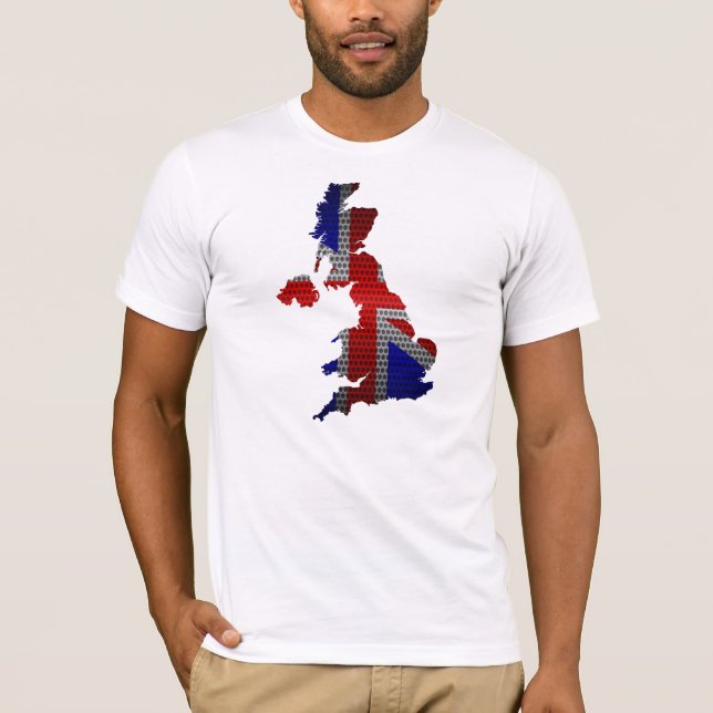 Britische Flagge und Karte Stahlloch T-Shirt (Vorderseite)