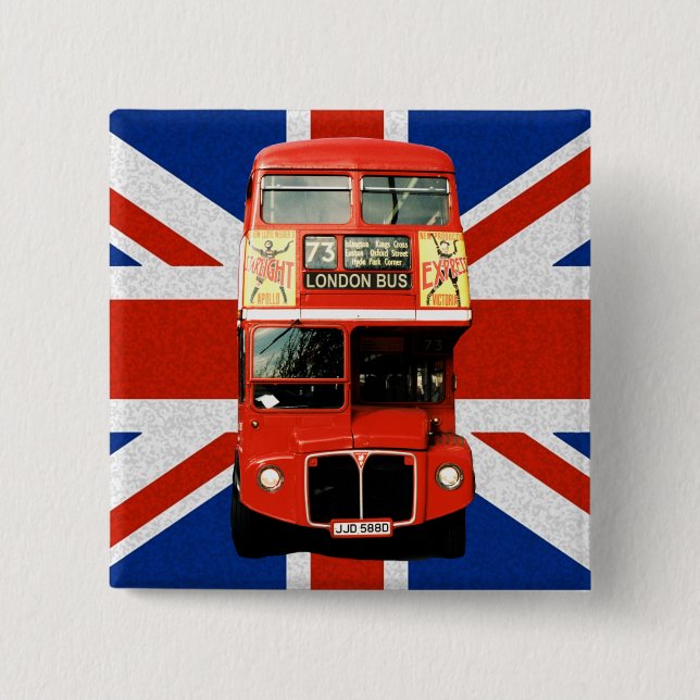 Britische Flagge und Londoner Busknopf Button (Vorderseite)