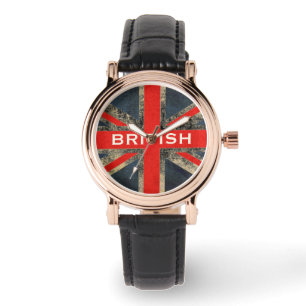 Britische Flagge Union Jack Custom Leather Strap W Armbanduhr