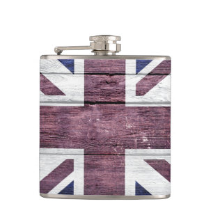 Britische Flagge Vintages Holz Flachmann