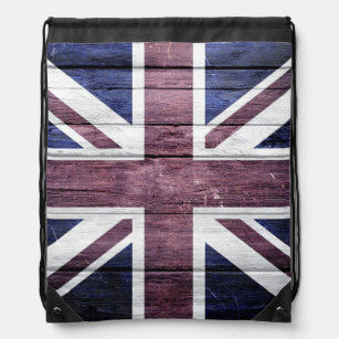 Britische Flagge Vintages Holz Turnbeutel