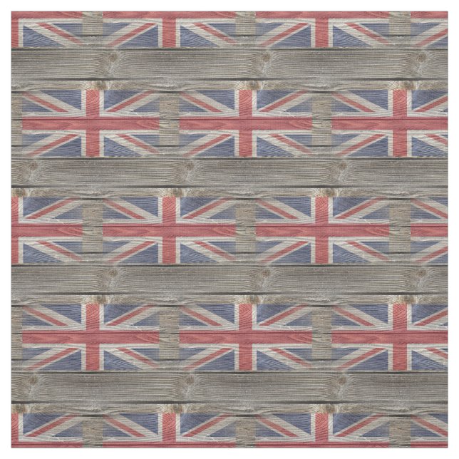 Britische Flaggen-altes hölzernes Gewebe Stoff (Muster)