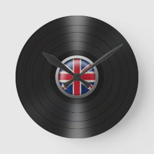 Britische Flaggen-VinylRekordalbum-Grafik Runde Wanduhr