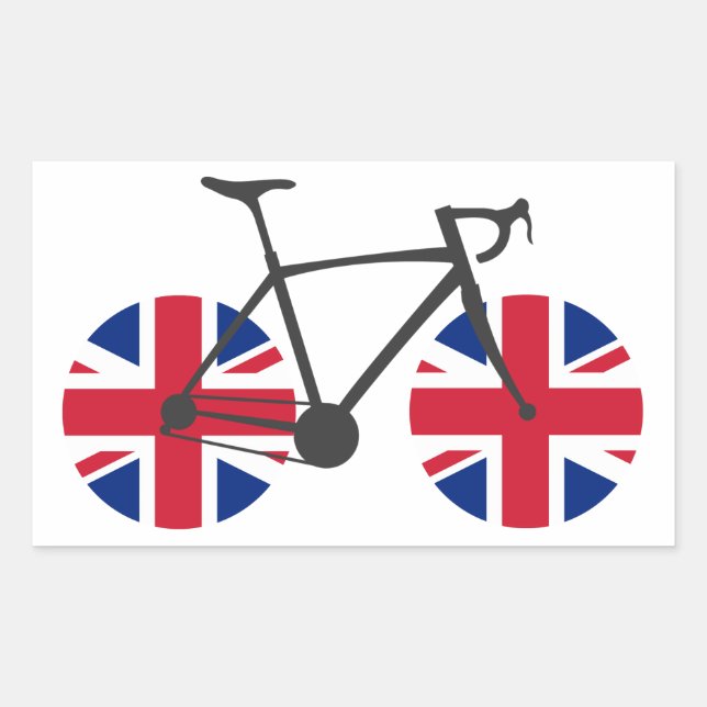 Britische Flaggenradfahren Rechteckiger Aufkleber (Vorderseite)