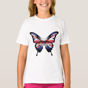 Britische Frack-Butterfly-Flaggenaufkleber T-Shirt