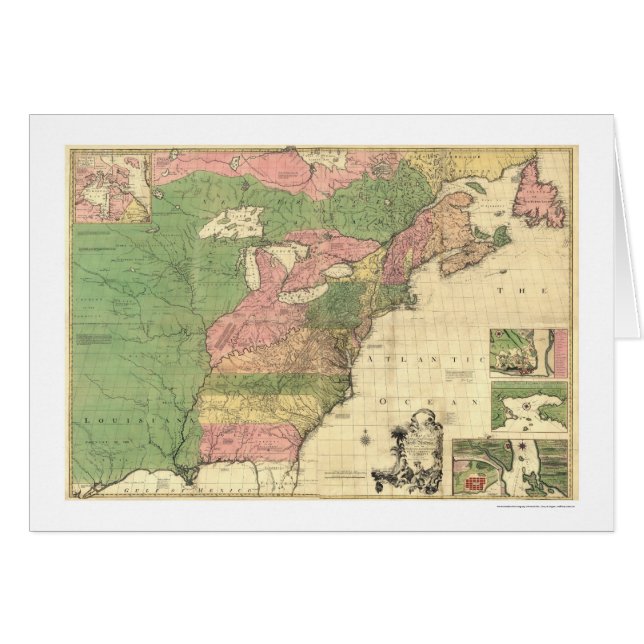 Britische Franzose-Amerika-Karte 1755 (Vorderseite (Horizontal))