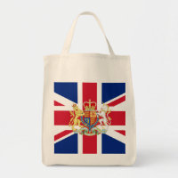 Britische Gewerkschaft-Flagge und Royal-Wappen