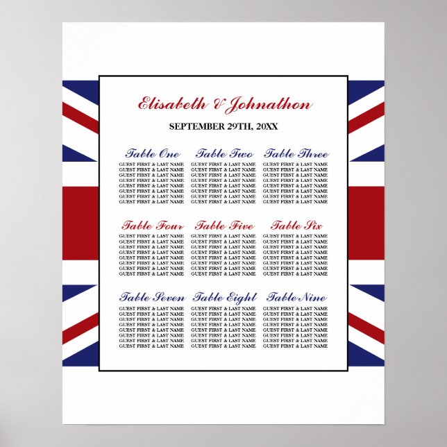 Britische Hochzeitskarte für die britische Flagge  Poster (Vorne)