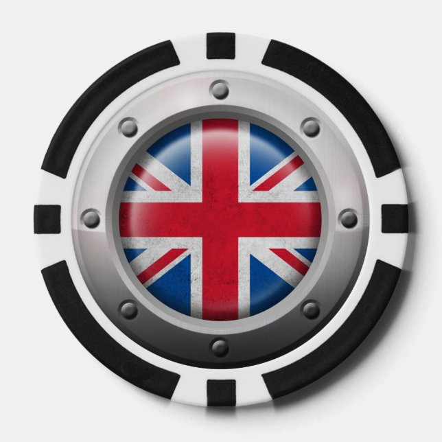 Britische Industrieflagge mit Stahlgrafik Pokerchips (Vorderseite)