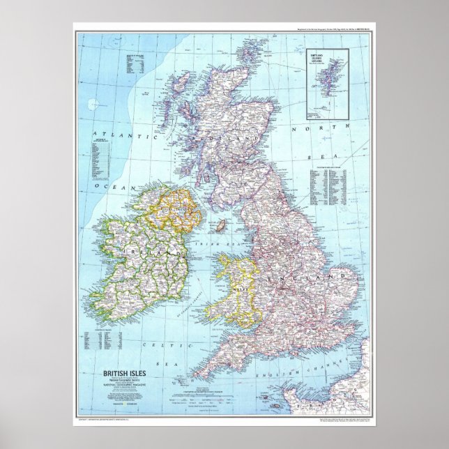 ".. Britische Insel Karte. Poster (Vorne)