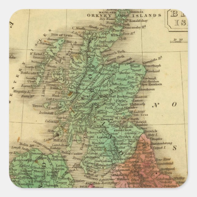 Britische Inseln 4 Quadratischer Aufkleber (Vorderseite)