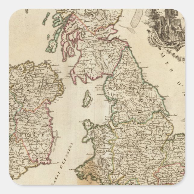 Britische Inseln 9 Quadratischer Aufkleber (Vorderseite)