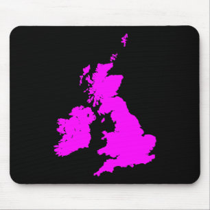 Britische Inseln - Magenta auf schwarz Mousepad