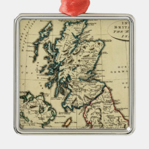 Britische Inseln mit den Grenzen umrissen Silbernes Ornament
