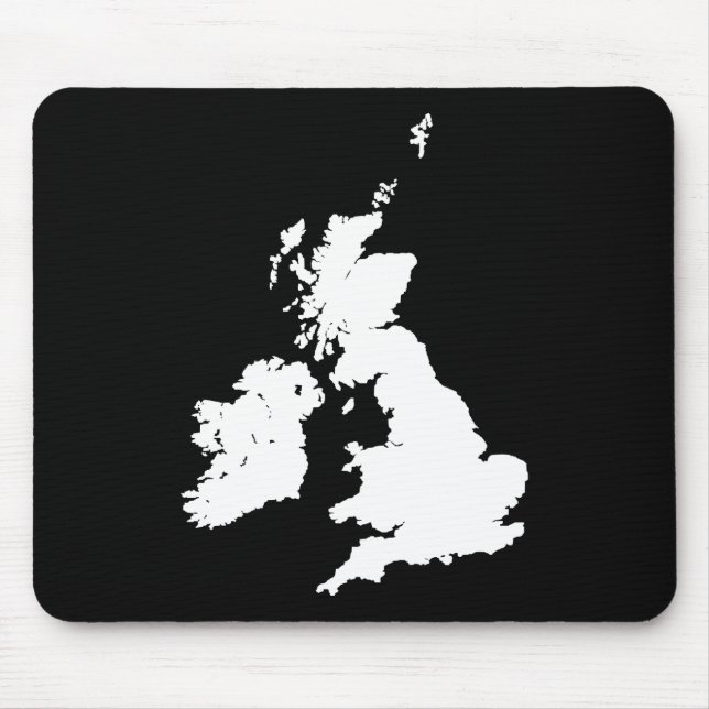 Britische Inseln - Weiß auf Schwarz Mousepad (Vorne)