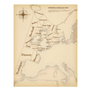 Britische Isles Shipping Forecast im Vintagen Stil Fotodruck