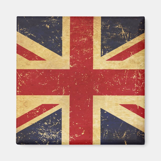 Britische Jack Flag Vintag Grunge Magnet (Vorne)