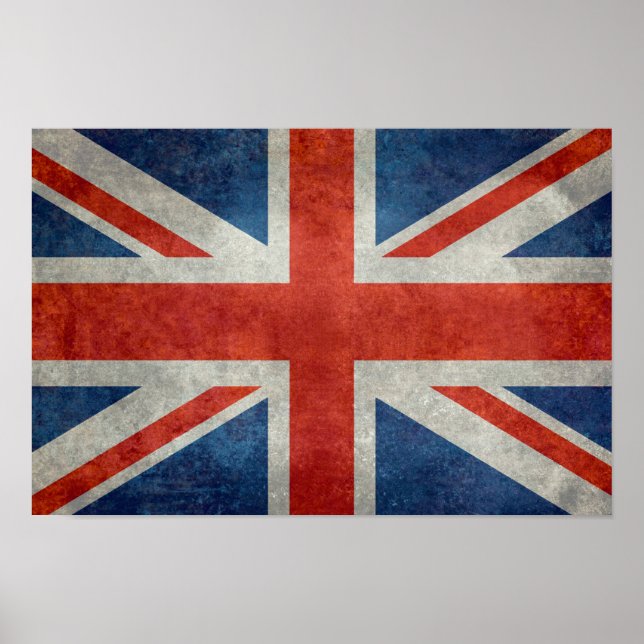 Britische Jack-Flagge im Retrostil Poster (Vorne)